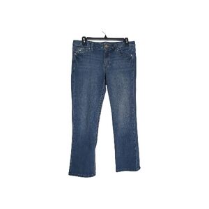 WHBM Black Slim Straight Leg Cropped Jeans Embroidered Rhinestone Embellished